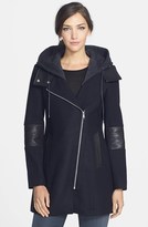 Thumbnail for your product : Andrew Marc New York 713 Andrew Marc 'Corey' Hooded Asymmetrical Wool Blend Coat