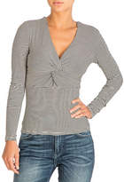Thumbnail for your product : GUESS Clara Striped Knotted V-Neck Top