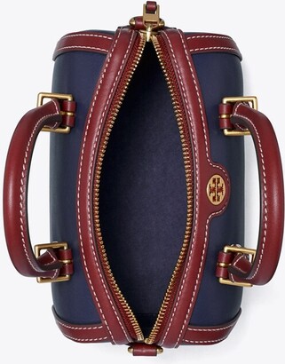 Tory Burch T Monogram Leather Barrel Color Block Shoulder Bag – BB