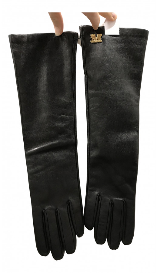 Max Mara Black Leather Gloves - ShopStyle