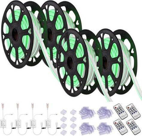 Yescom USA, Inc. Yescom 4 Pack 50ft Green LED Neon Rope Lights w/ Remote Control for Bar Party St Patrick's Day Decoration