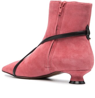 L'Autre Chose Leather-Trim Ankle Boots
