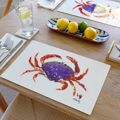 Highland Dunes Vermilion Dungeness Crab Placemat - Set of 12 Coastal Kitchen Decor