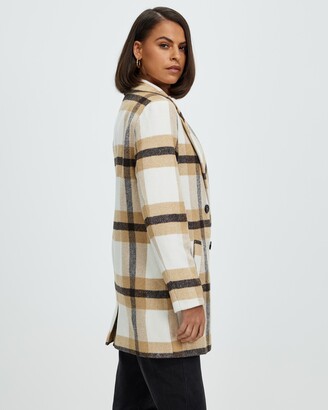 Atmos & Here Atmos&Here - Women's Neutrals Winter Coats - Check Wool Blend Coat - Size 6 at The Iconic