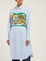 Thumbnail for your product : Junya Watanabe Bustier Cotton-poplin Shirtdress - Womens - Blue Multi