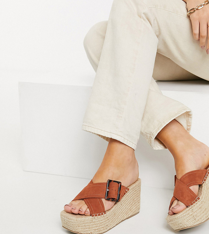 tan mule wedges