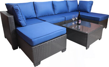 Hokku Designs Outdoor Garden Patio Furniture 7-Piece PE Rattan Wicker Cushioned Sofa Sets and Coffee Table, patio furniture set;outdoor couch;outdoor couch patio f