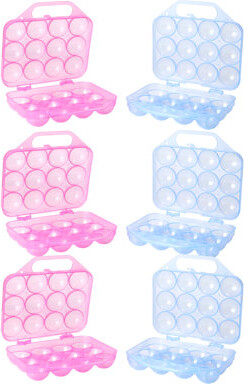 Basicwise Clear Plastic Egg Carton, 12 Egg Holder Carrying Case With Handle, Set Of 6