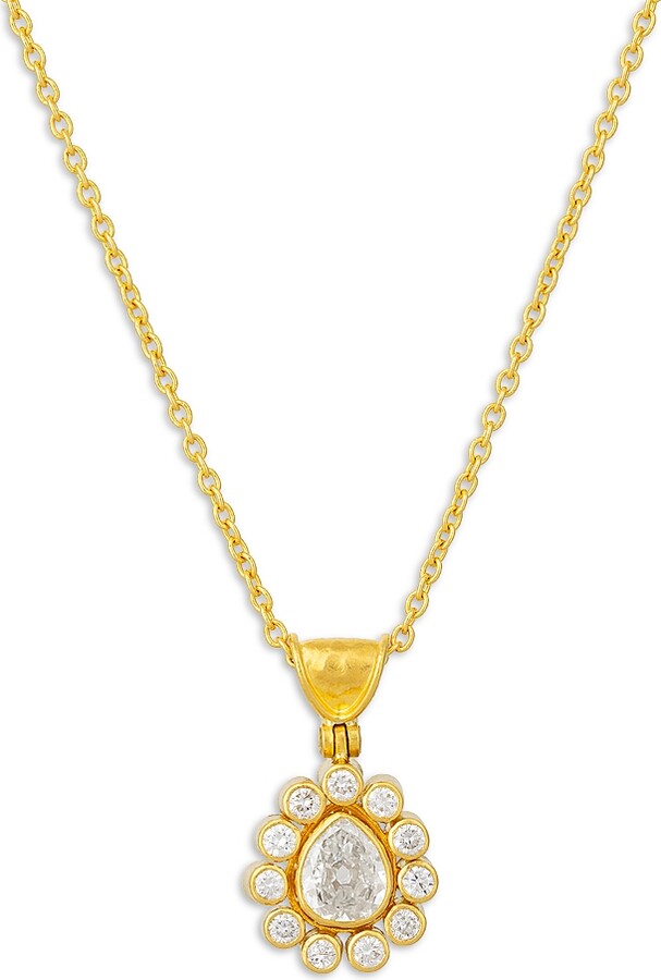 Gurhan 22K & 24K Yellow Gold Elements Diamond Flower Pendant Necklace, 16-18