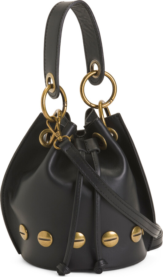 Isadora Made In Italy Leather With Metal Studs Bucket ShopStyle