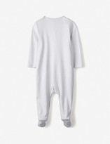 Thumbnail for your product : The Little White Company Cheetah embroidered pocket sleepsuit 0-24 months