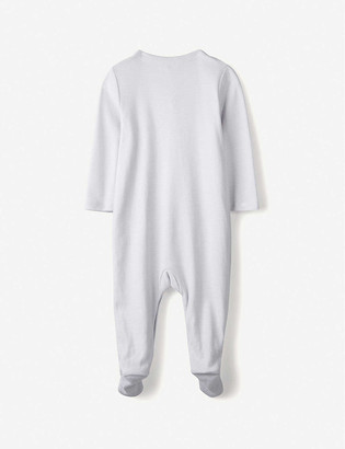 The Little White Company Cheetah embroidered pocket sleepsuit 0-24 months