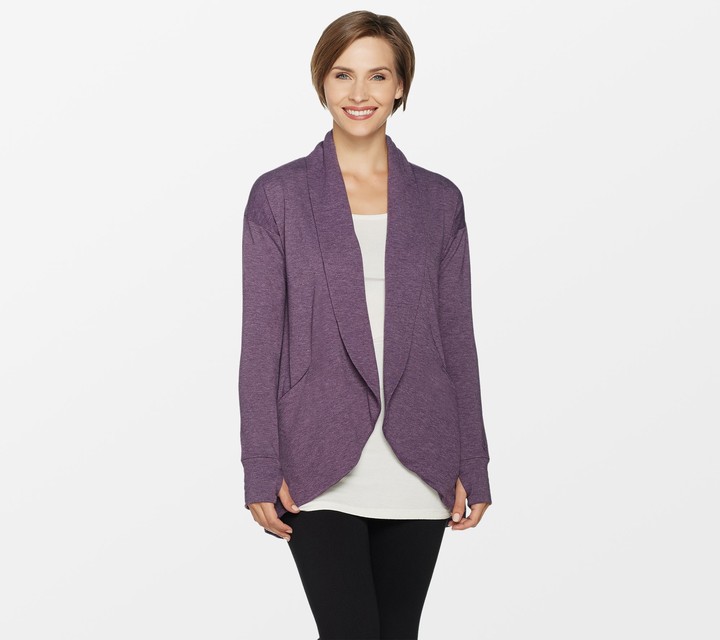 Cuddl Duds Comfortwear French Terry Shawl Collar Cardi Wrap - ShopStyle