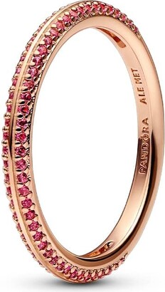 Pandora ME 14K Rose Gold-Plated With Red Pavé Ring - ShopStyle