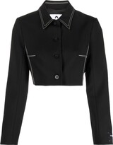 Contrast-Stitching Cropped Jacket 