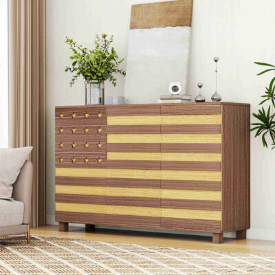 Ebern Designs Buffet Sideboard Cabinet, kitchen Storage Cabinet with 2 drawers and 3 Doors