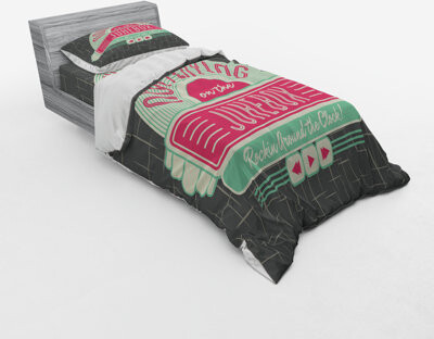 Ambesonne Mint Green/Hot Pink Microfiber Modern & Contemporary Duvet Cover Set