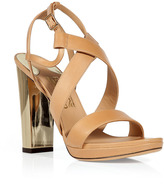 Thumbnail for your product : Ferragamo Natural and Gold Bubina Sandals