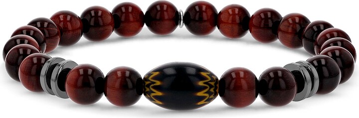 Mr Lowe by Sheryl Lowe Mr Lowe Red Tigers Eye Bead Bracelet with Hematite Accents