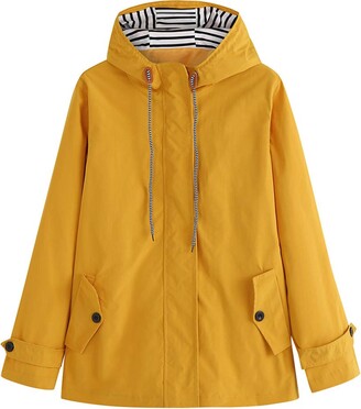 yellow raincoat striped lining