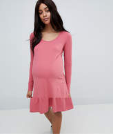 Thumbnail for your product : Mama Licious Mama.Licious Mamalicious peplum hem jersey midi dress in pink