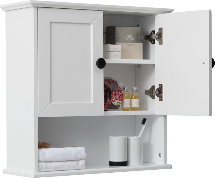 Costway Wall Mount Bathroom Cabinet Storage Organizer Medicine Cabinet With  2-doors And 1- Shelf Cottage Collection Wall Cabinet Grey : Target