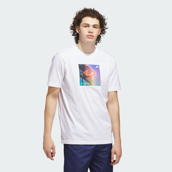 adidas 3-Stripes Lights Hoops Graphic Tee White XS Mens