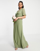 Thumbnail for your product : TFNC Bridesmaid wrap front maxi dress in dusky green