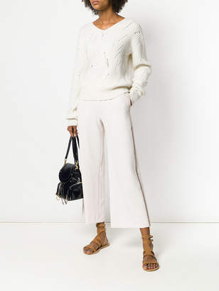 See by Chloe embroidered stripe wide leg trousers