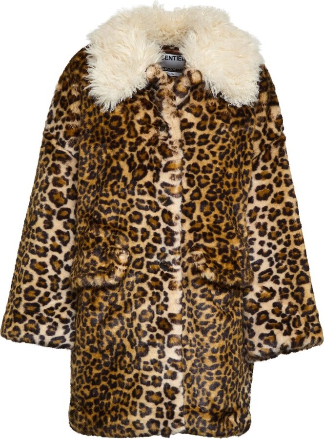 Essentiel Antwerp Ileopard Oversized Faux Fur Coat