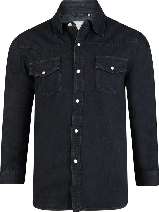 Kam. Jeans Mens Long Sleeved Full Button Denim Shirt with Chest Pockets -  ShopStyle
