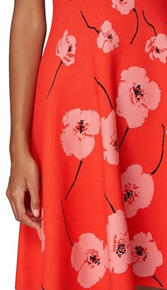 Carolina Herrera Floral Short-Sleeve Knit Fit-&-Flare Dress
