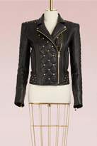Quilted Leather Biker Jacket with Studded Detail