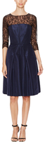 Thumbnail for your product : Carolina Herrera Silk Faille Bow Front Dress with Lace Sleeves