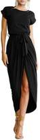 Thumbnail for your product : Herose Ladies Summer Short Cuffed Cap Sleeve Dress Down Maxi Dress 2XL Dark Grey