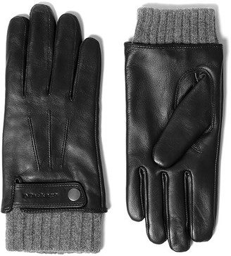 Mackage Bradner Leather Gloves With Biker Accent For Men In Black