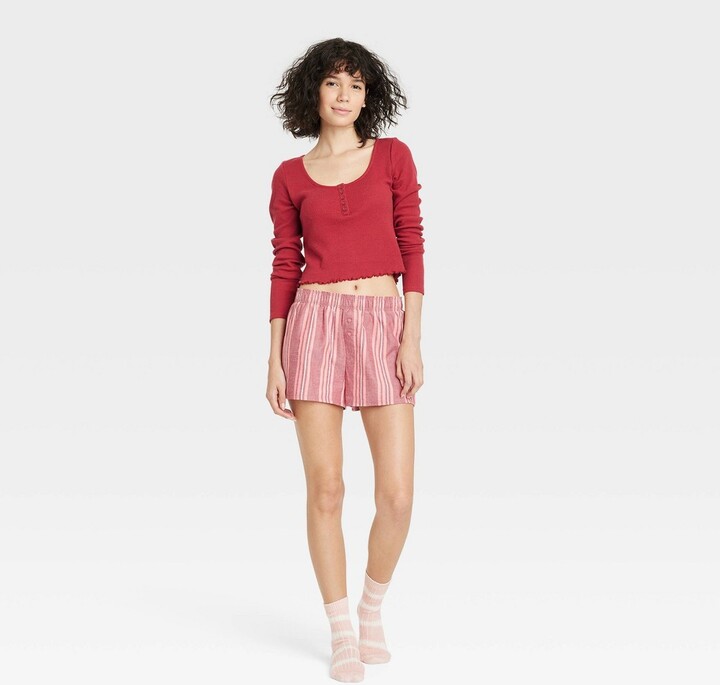 Women's Henley Sleep Crop Top Colsie™ Red L ShopStyle