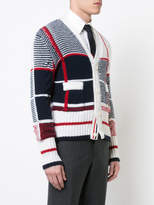 Thumbnail for your product : Thom Browne Classic V-neck Cardigan With Large Plaid Intarsia In Cashmere