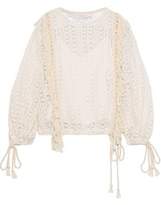 Thumbnail for your product : See by Chloe Tassel-trimmed Crocheted Sweater