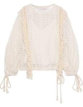 See by Chloe Tassel-trimmed Crocheted Sweater