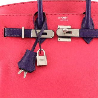 Hermes Birkin Handbag Bicolor Chevre Mysore with Brushed Palladium