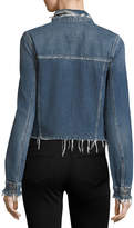Thumbnail for your product : Paige Villa Tie-Side Distressed Cropped Denim Jacket