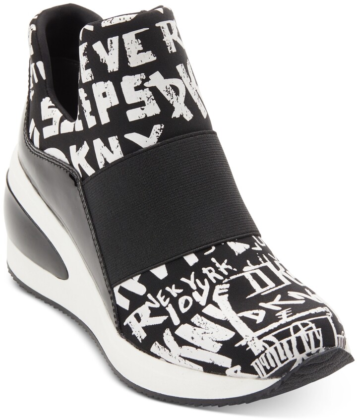 dkny women's borg wedge sneakers