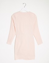Thumbnail for your product : ASOS Petite ASOS DESIGN Petite long sleeve pleat front wrap mini dress in blush