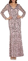 Thumbnail for your product : Adrianna Papell Stretch Sequin V Neck Long Sleeve Gown
