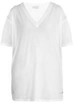 Thumbnail for your product : Raey Distressed V Neck Cotton Jersey T Shirt - Womens - White