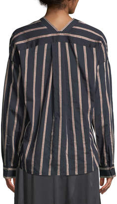 Vince Textured Striped Long-Sleeve Blouse
