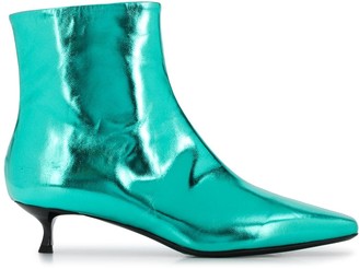 green metallic ankle boots