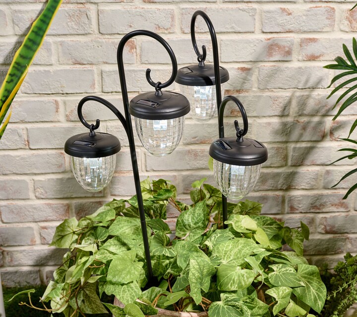 Fusion Brands Fusion Set of 2 Hanging Double Acorn Solar Lights on Stake