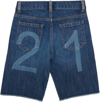 N°21 N21p148m Shorts Blue Denim Shorts With Laser-printed Logo